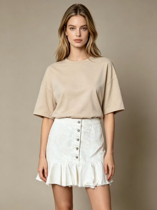 Mango Dresses & Skirts - NWOT Mango Womens White Buttons Mini Skirt Small/W30 Ruffle Cute Y2K